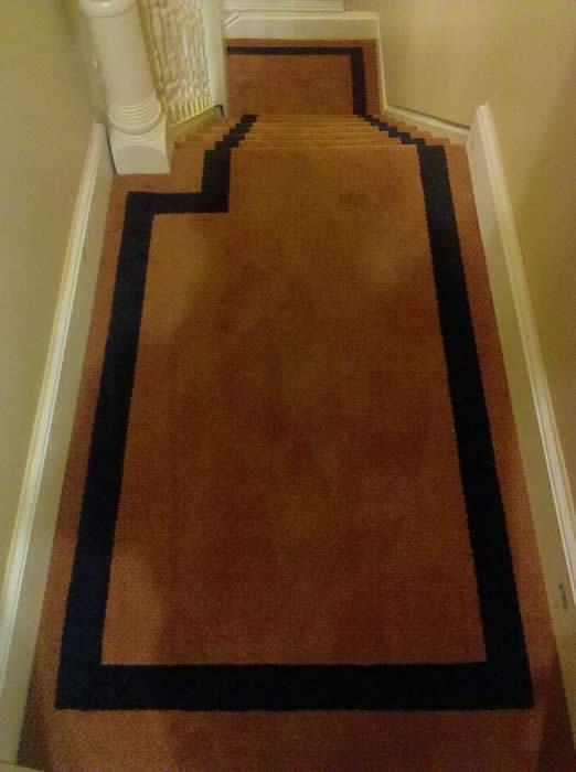 Custom Rug on stairs and hall