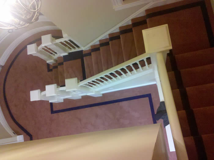 Custom Rug on stairs and hall