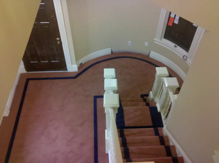 Custom Rug on stairs and hall