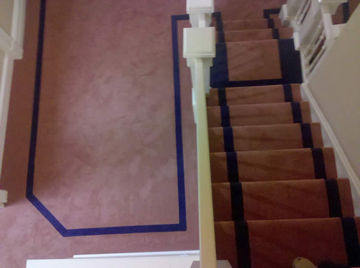 Custom Rug on stairs and hall